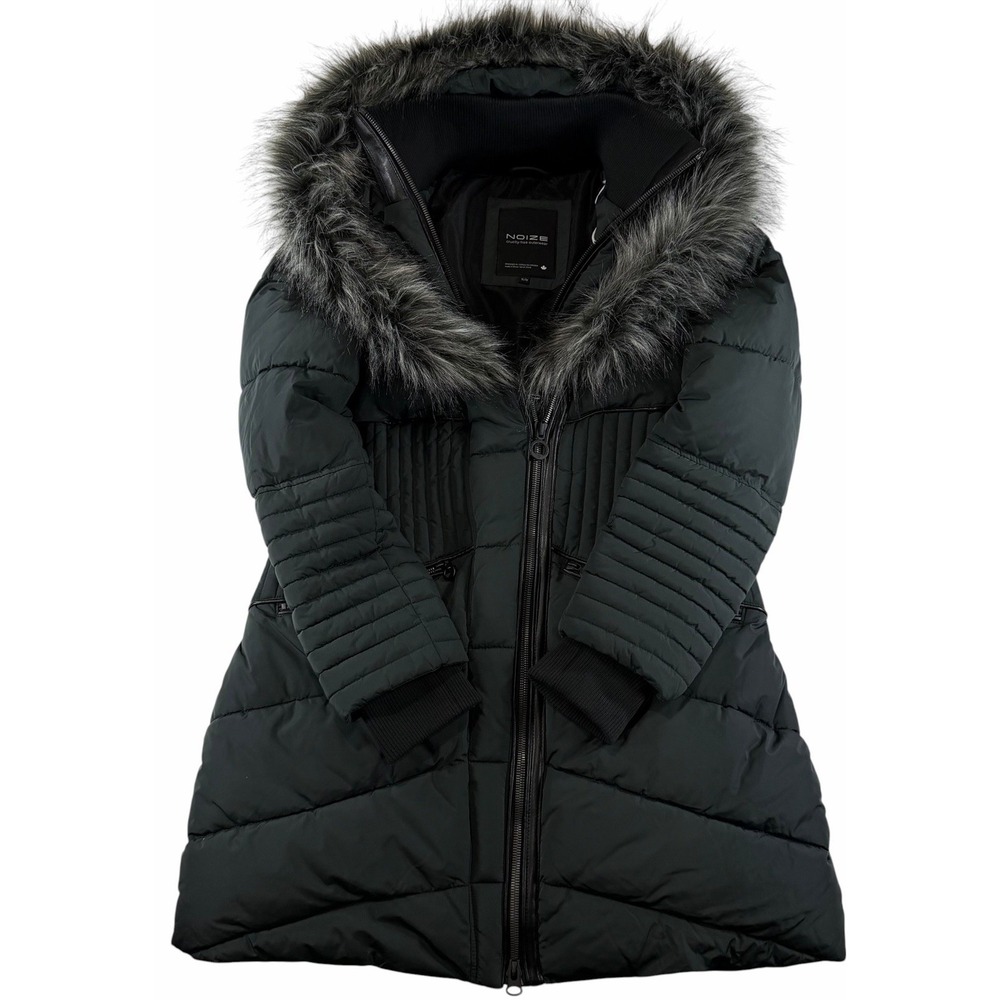 NOIZE Gigi Women's Gray Green Vegan Quilted Puffer Parka Winter Coat Hood XL